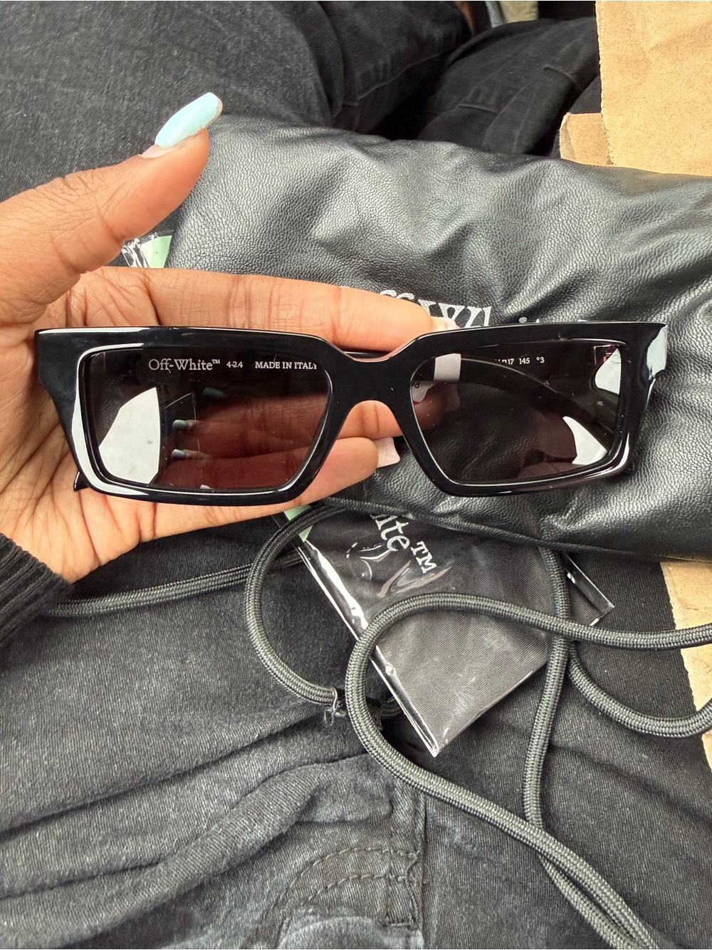 Off-White Black Rectangular Sunglasses